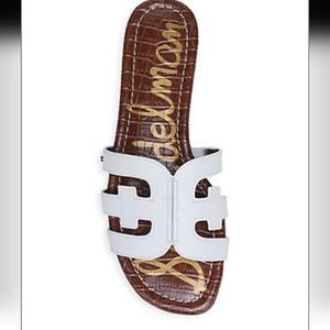 SAM EDELMAN Bay Flat Leather Sandals white 8.5